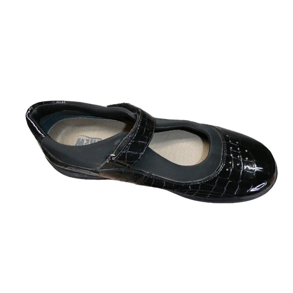 Drew Shoes Women's Rose 14375 Mary Jane Black Croc Patent Leather 10.5W Orthotic